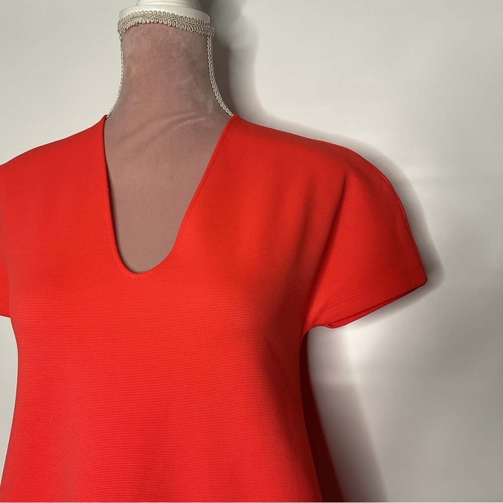 Jil Sander Coral V-neck Shift mini dress. Pockets! - Picture 3 of 9